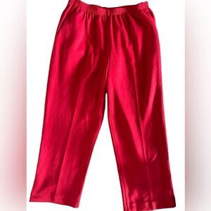 Alfred Dunner ruby red pull on pants w front pockets sz 14P elasticized waist